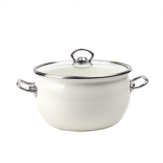 Emaye Küre YoĞŸurt Güveç Tenceresi 22 cm Beyaz