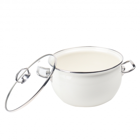 Emaye Küre YoĞŸurt Güveç Tenceresi 22 cm Beyaz