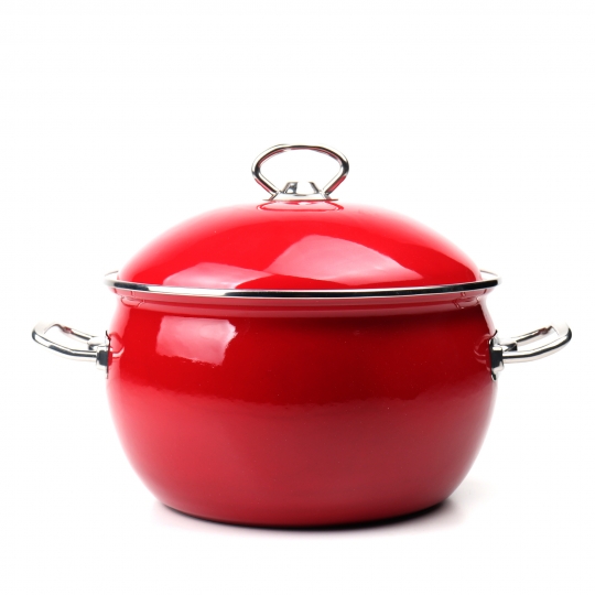 Emaye Küre YoĞŸurt Güveç Tenceresi 22 cm Kırmızı