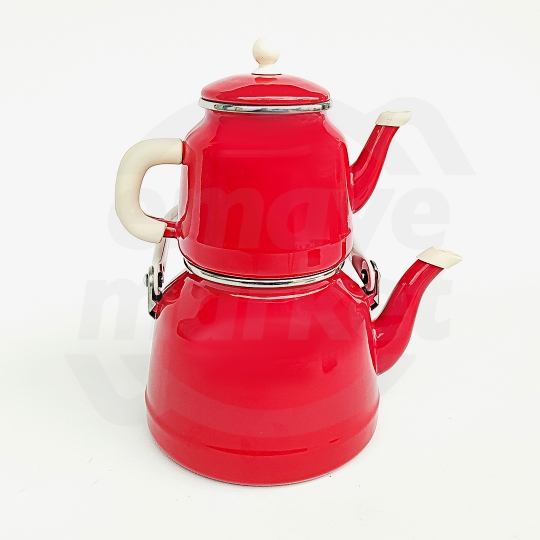 Emaye Çaydanlık Seti - Kırmızı