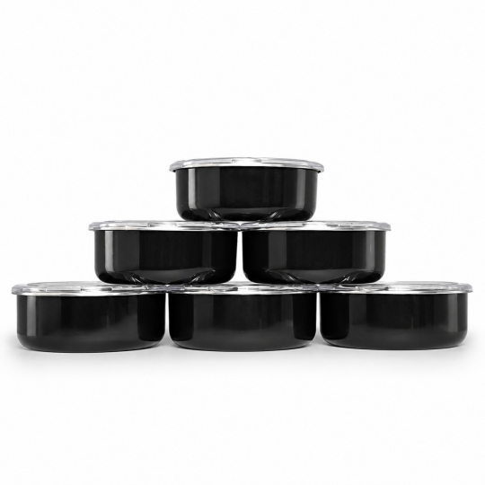 Emaye 6 lı saklama 14cm siyah