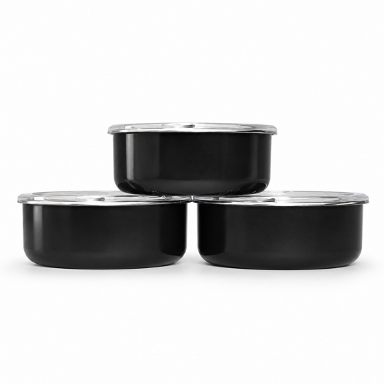 Emaye 3 lü Saklama Kabı 14cm Siyah
