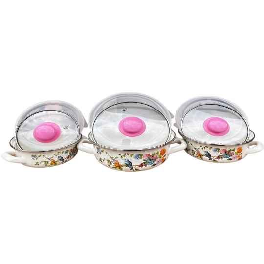 pişir sakla tencere takımı kuş desenli